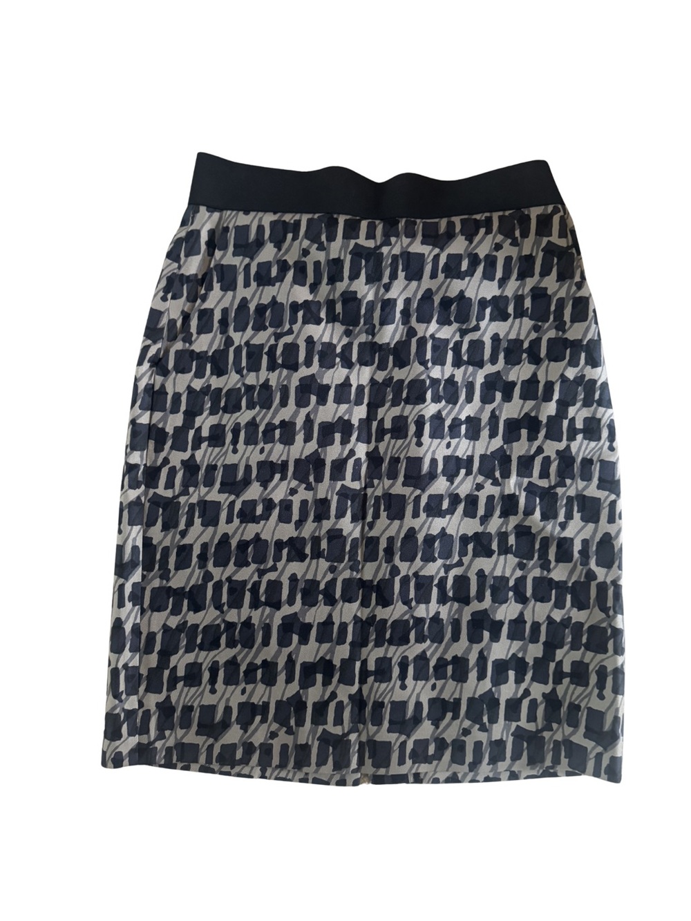 Classiques Entier Navy and Cream Patterned Pencil Skirt